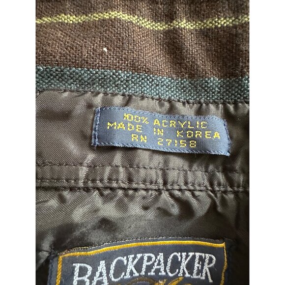 VTG 90s Backpacker Outdoors Striped Long Sleeve Collared Shirt M Pockets - Picture 10 of 10